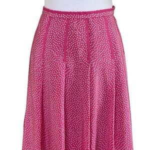 Pendleton Petite Silk Pink and White Polka Dots Pleated Midi Skirt Skirt Sz 16